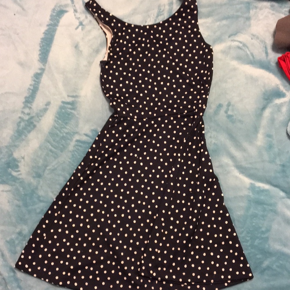 Dark blue polkadot dress